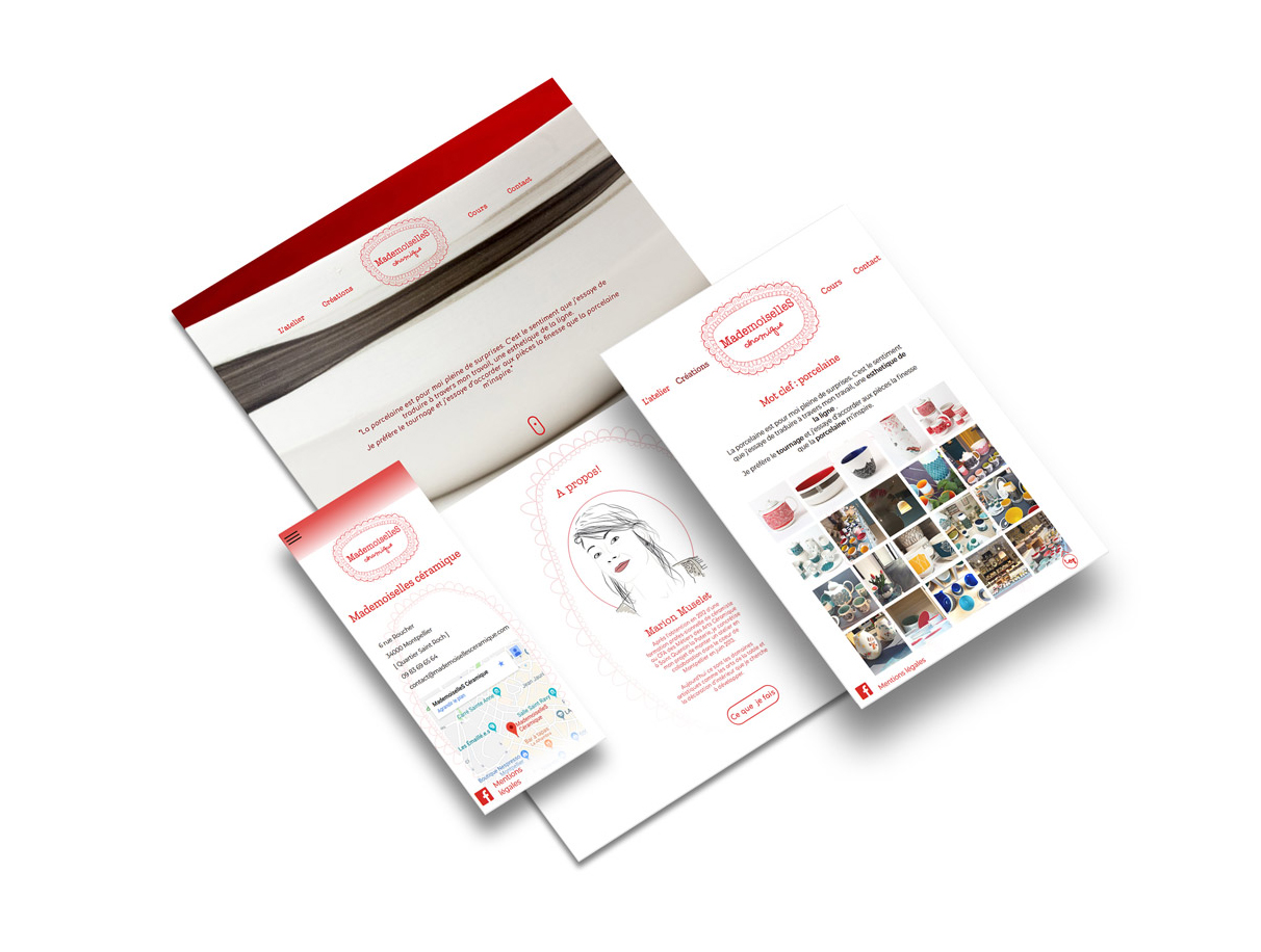 mock-up ecrans responsive du site mademoiselles céramique