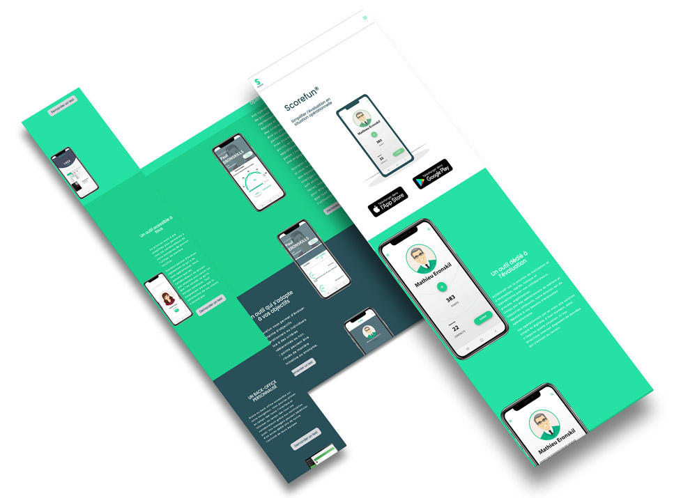 mock-up ecrans responsive du site scorefun
